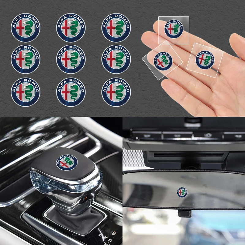 1/2/5/10PCS Car Badges Auto Interior Decor Logo Stickers For Alfa Romeo Mito Brera 147 Giulietta 159 156 Stelvio Sportiva Giulia