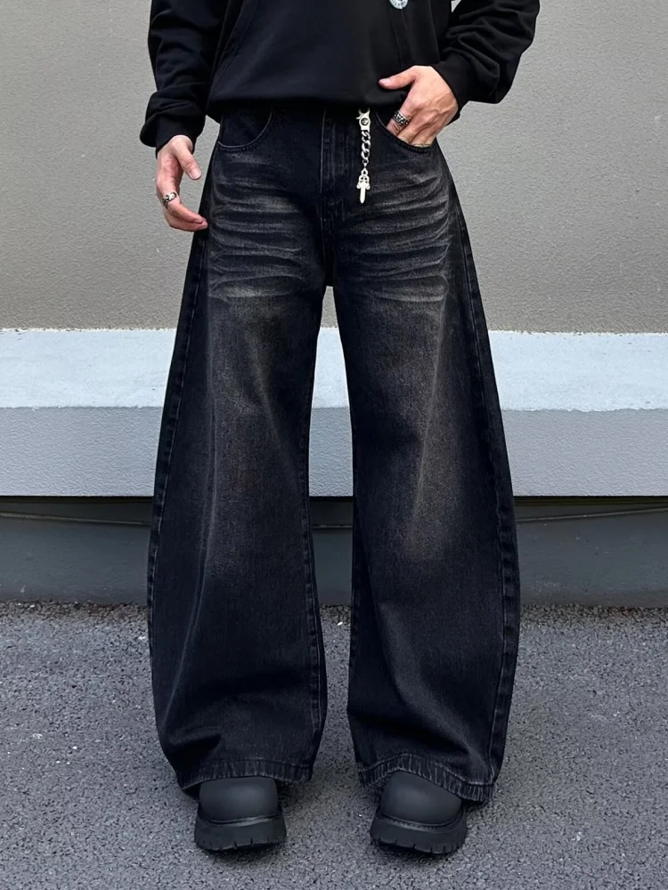 

2025 г., модные черные мешковатые джинсы в американском стиле ретро Y2K, брюки для мужчин, одежда, прямые винтажные джинсовые брюки Pantaloni Uomo