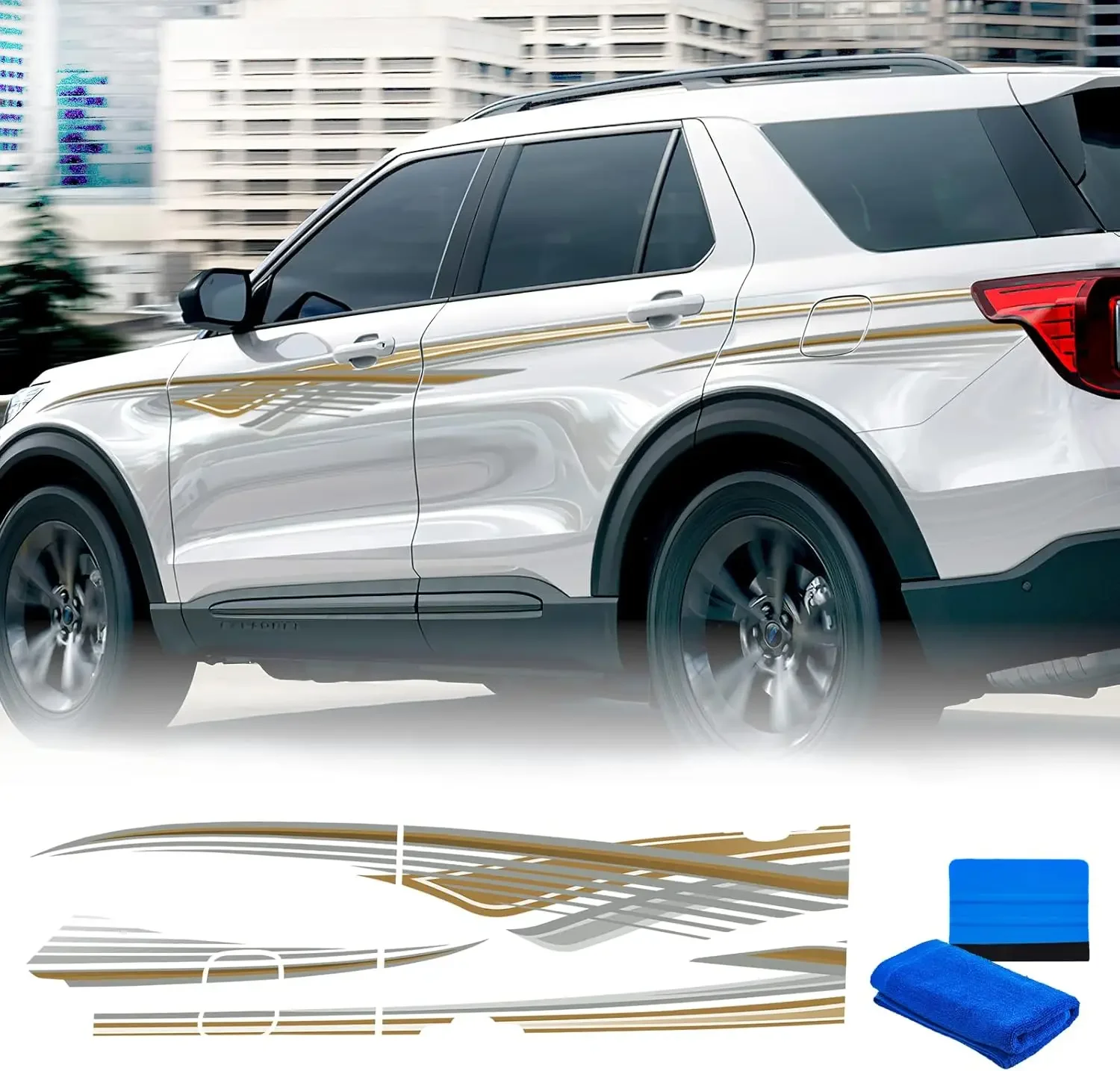 

Для Ford Explorer SUV 2020-2022: Виниловые водонепроницаемые наклейки-полосы на кузов автомобиля, спортивные декоративные наклейки для улицы