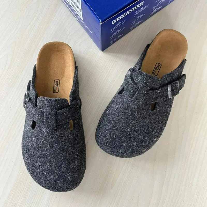 2023 Spring and Autumn Boken New Cork Comfortable Wool Felt Casual One Step Booted Women\'s Slippers Outdoor casual slippers