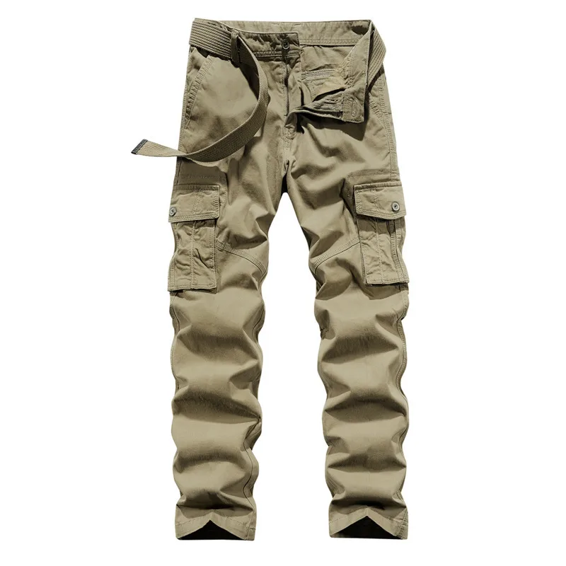 Spring and autumn men's fashionable versatile straight leg protective pants, loose and simple multi pocket casual work pants