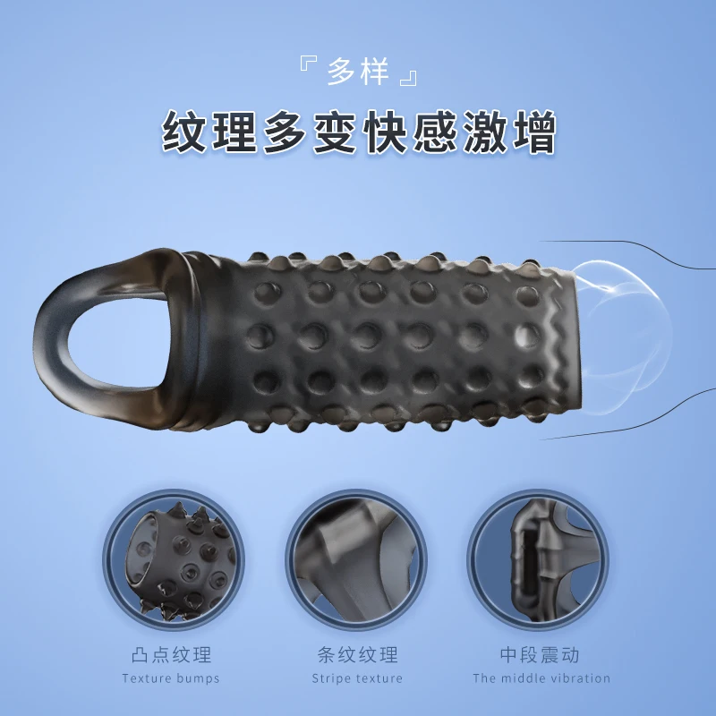 Reusable Delay Ejaculation Condom Penis Sleeve Extension Extend Dildo Adult No Vibrator Anal Plug Sex Toys For Men Women Sexshop