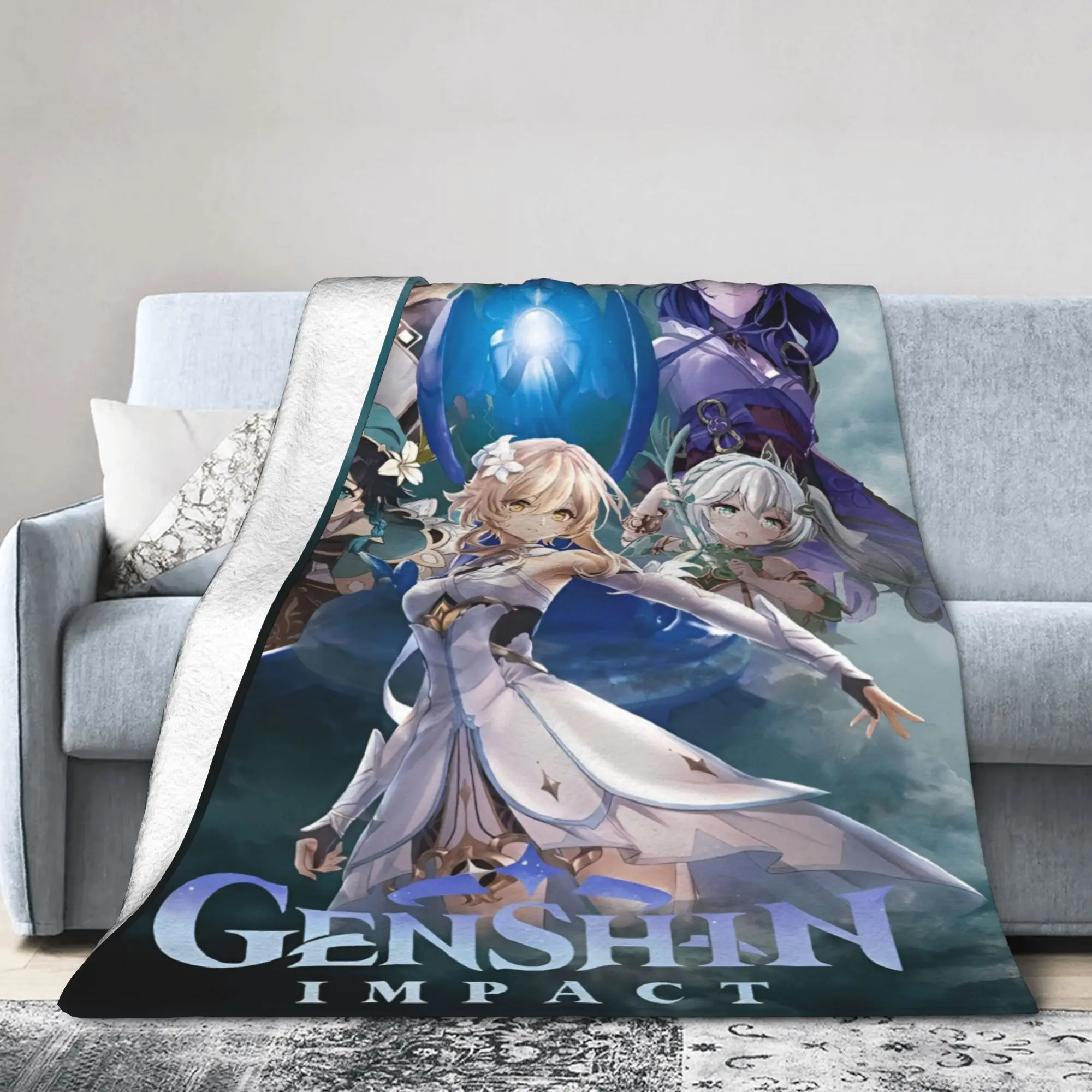 genshin impact game Merch Blankets Ultra-Soft Flannel  Throw Blanket Comfortable Plush Thin Quilt