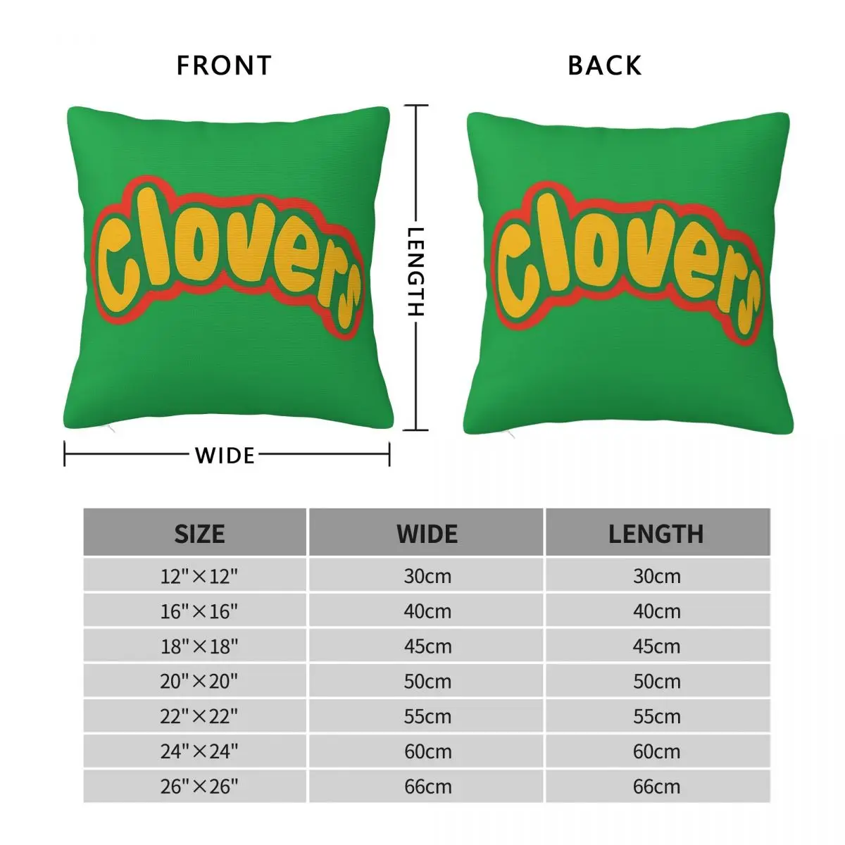 Clovers Bring It On Uniform Square Pillowcase Polyester Linen Velvet Creative Zip Decor Pillow Case Sofa Seater Cushion Cover