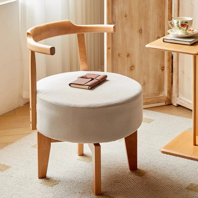 

Solid Wood Backrest Chair Rotatable Single Sofa Stool Removable Cushion Lounge Chair Durable Lazy Chair for Balcony Living Room
