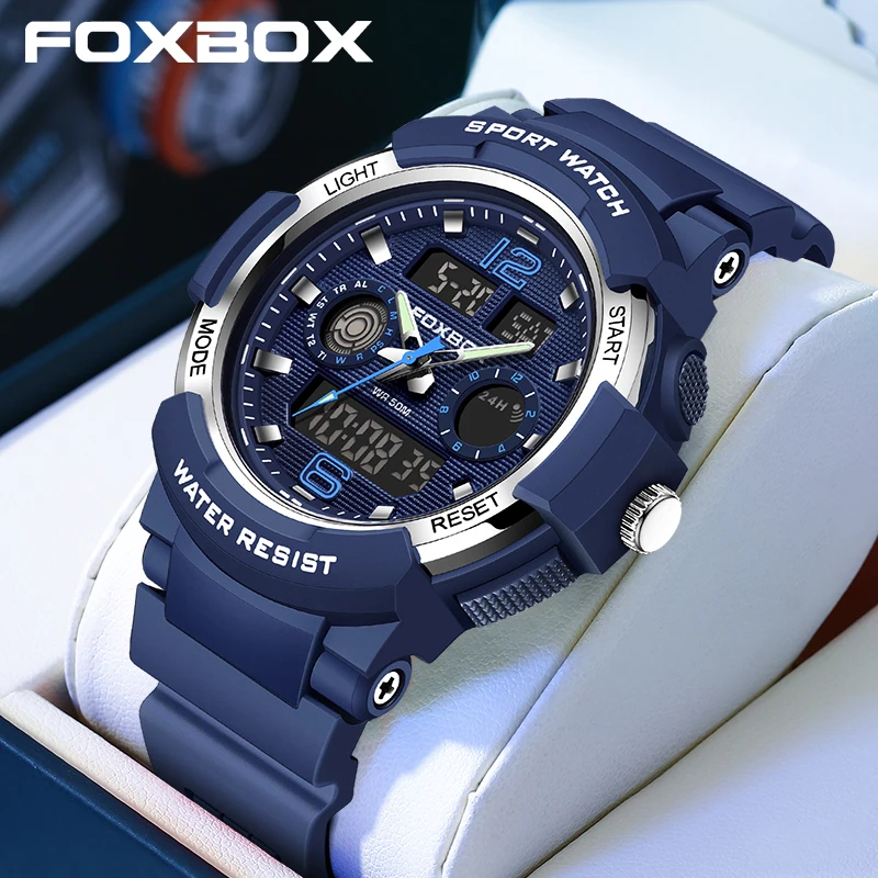 FOXBOX New Digital Mens Watch Fashion LIGE Sports Watchproof Quartz Wristwatches Male Military Luminous Watches Men Reloj Hombre