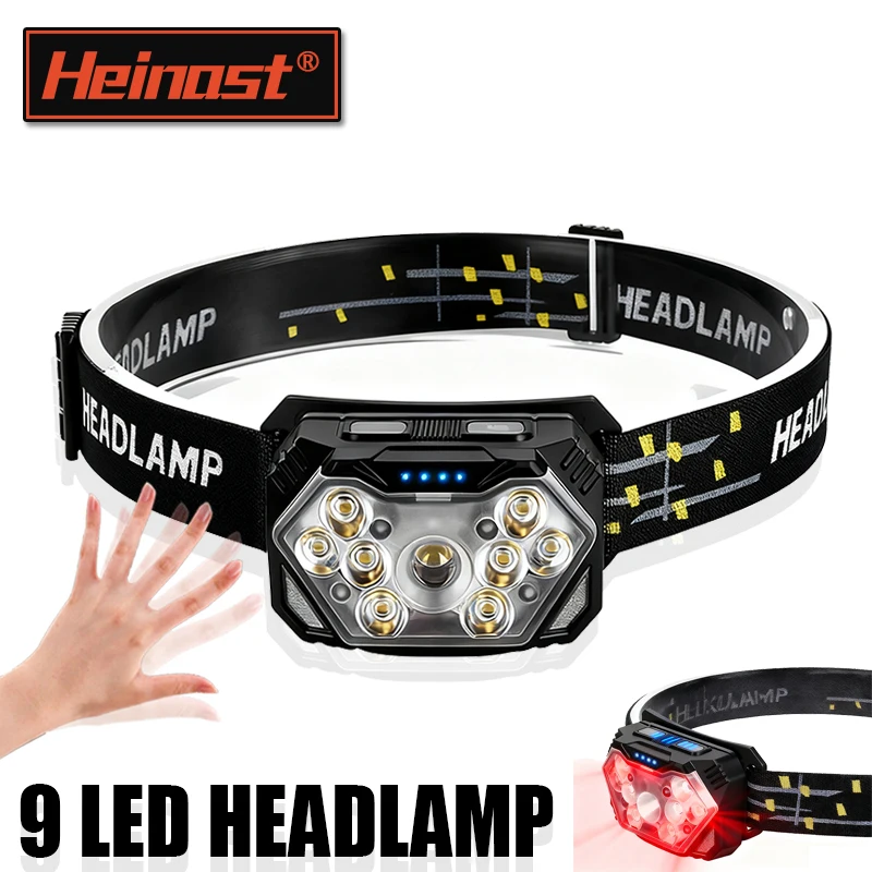 Ultra Bright LED Headlight with Red Light Usb Rechargeable Headlamp Outdoor Running Hiking Camping Forehead Flashlight Head Lamp