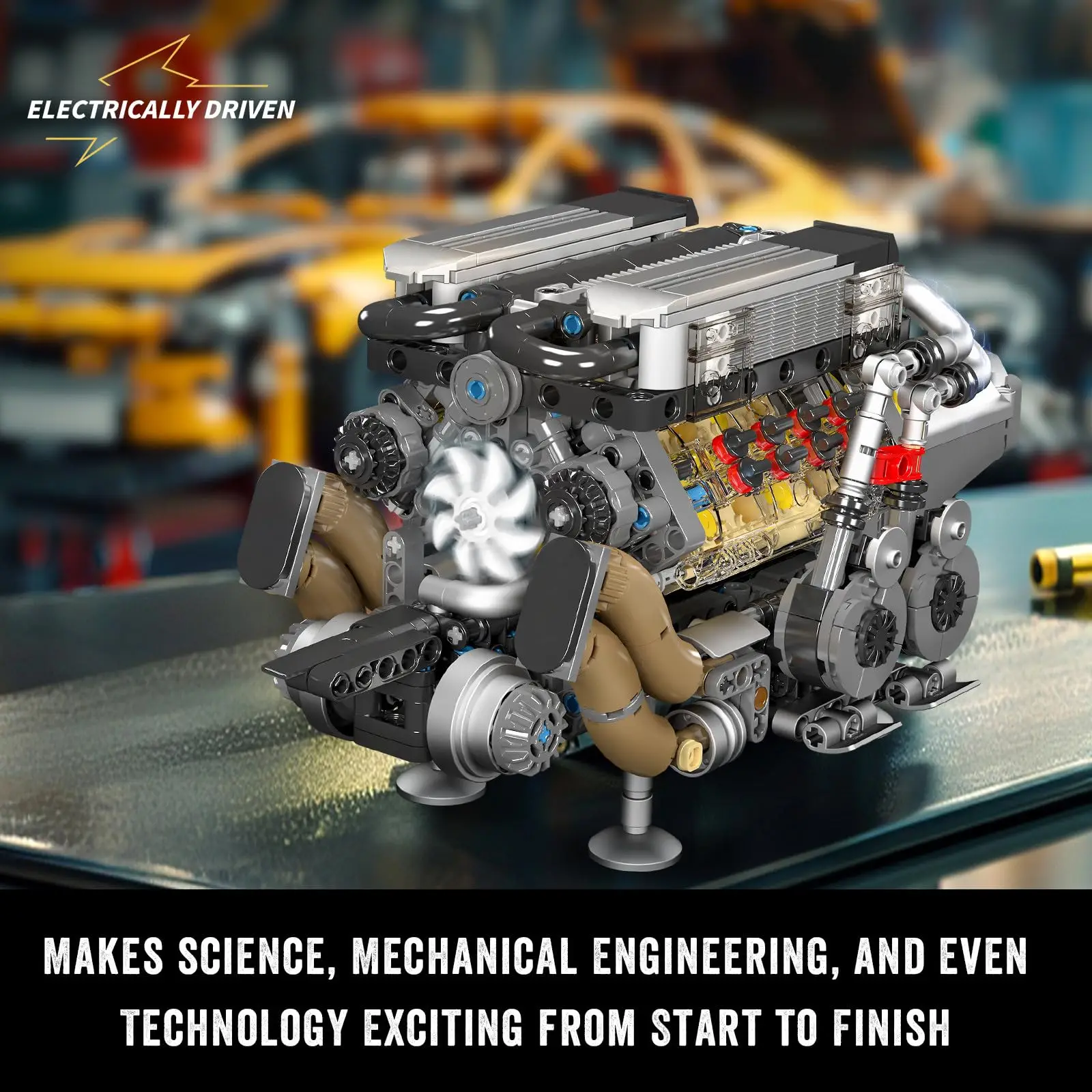 W16 エンジン構築キット - 自分だけの W16 エンジンおもちゃを構築、16 気筒ガソリン車エンジンレプリカモデル構築キット (952 個)
