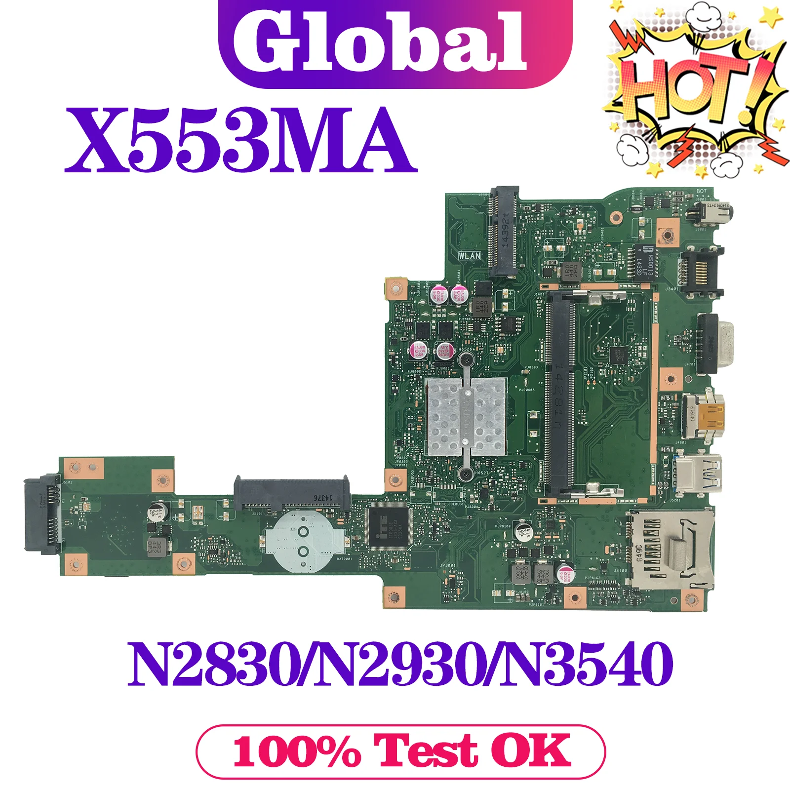 

Материнская плата X553MA для ASUS X503MA X553M X503M A553MA D553MA K553MA F553MA материнская плата для ноутбука n2830/N2840/N2930/N2940/N3540/N3530