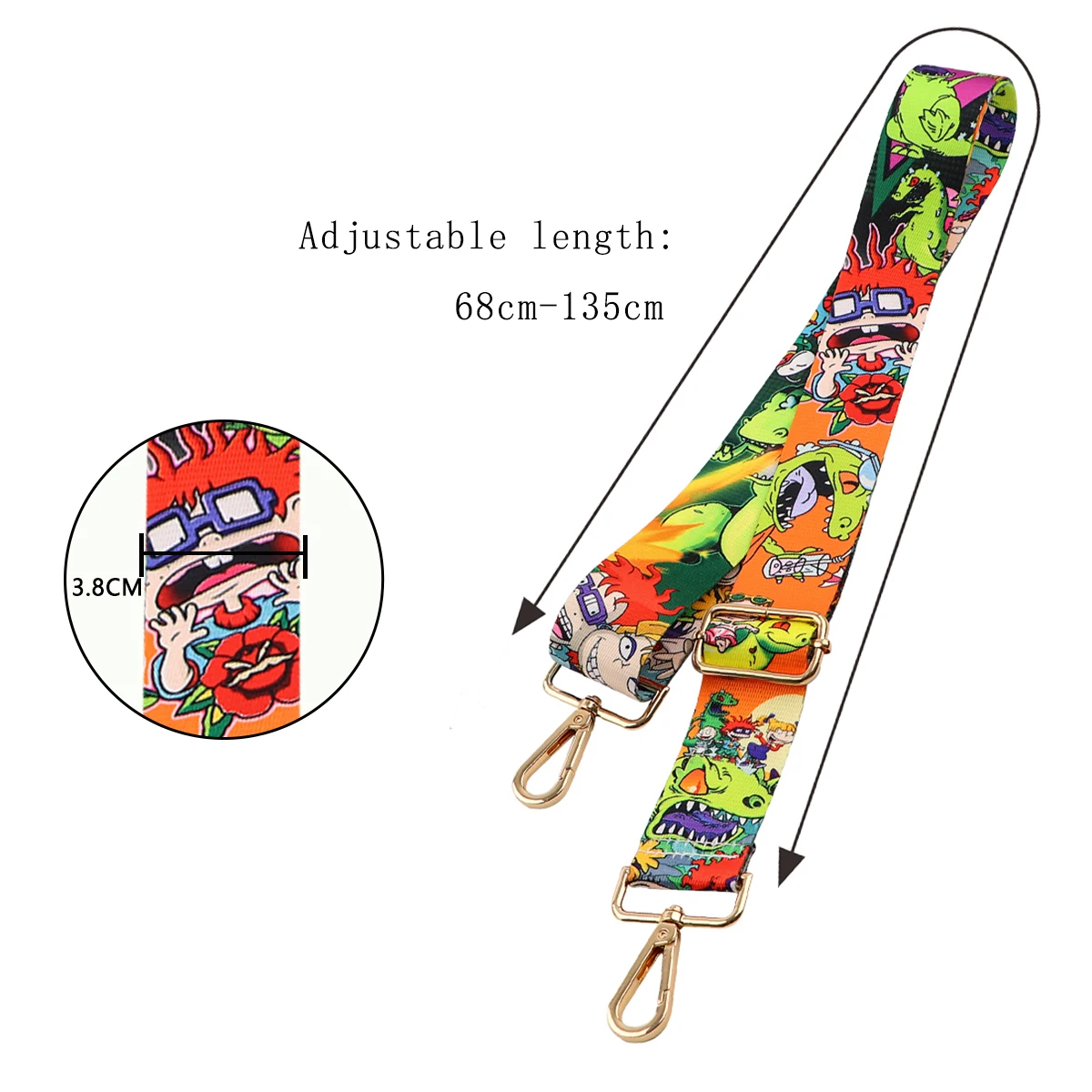 Cartoon Green Dinosaur Bag Strap Woman Colored Straps for Crossbody Messenger Shoulder Bag Accessories Adjustable Belts Straps