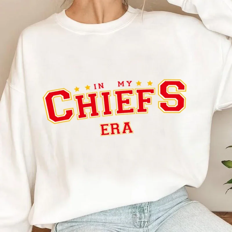 Vintage in My KC Chief Era Sweatshirt Travis Kelce Graphic Hoodie Casual Unisex Cotton Pullover Fleece Football Fan Gifts Tops