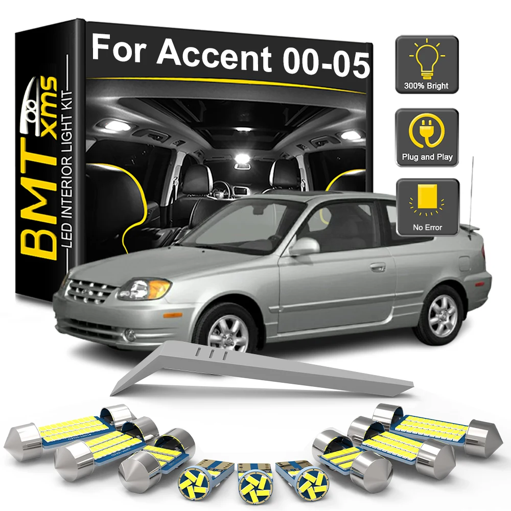 

BMTxms 10Pcs Canbus For Hyundai Accent LC 2000 2001 2002 2003 2004 2005 Car LED Interior Light Bulb Kit Indoor Reading Dome Lamp