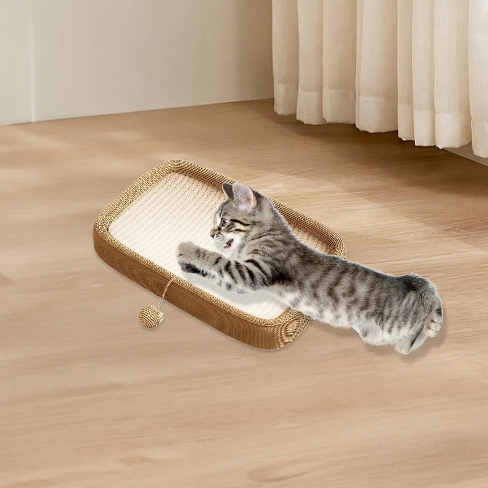 Jouet à gratter en sisal pour chats d'intérieur, planche à gratter pour chat avec balle de jeu, fournitures pour animaux de compagnie, salon, degré d'usure