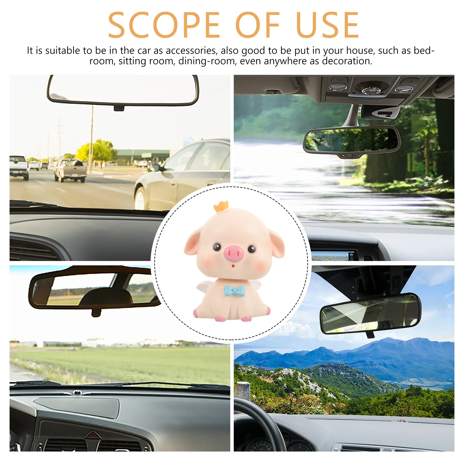 

1Pcs Adorable Pig Shaking Head Decor Resin Craft for Car Interior Desk Home Decor Living Room Bedroom Office Table Pig Ornament