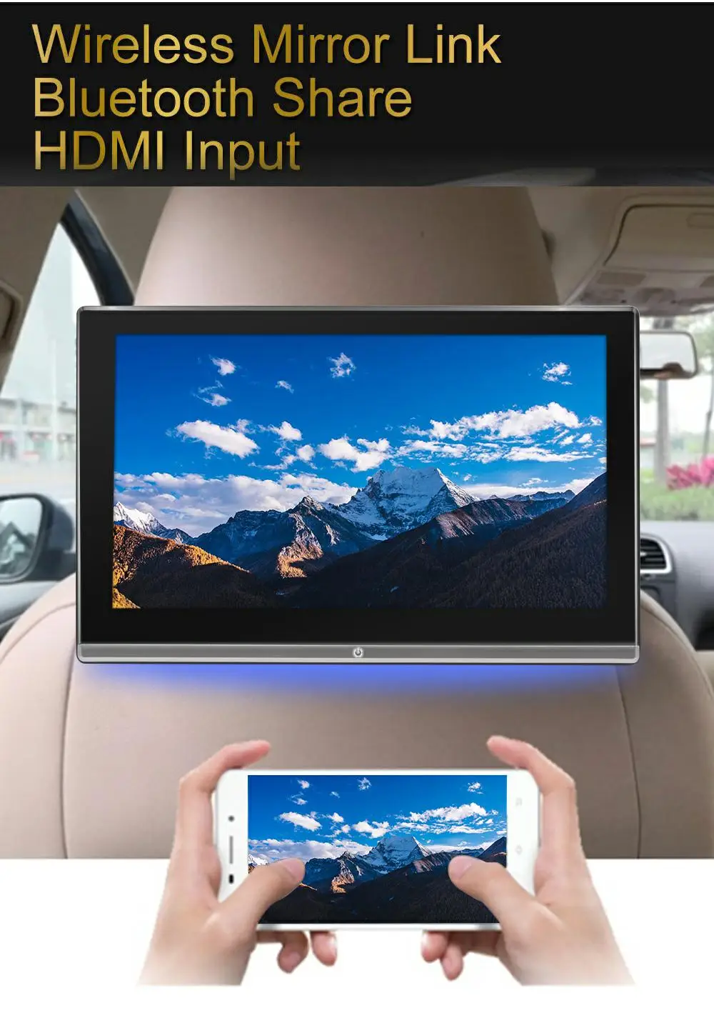 11.6 Inch Headrest TV 4K Car Monitor Android 12 Multifunction Tablet IPS Touch Screen WiFi/Bluetooth/USB/SD/HDMI in out FM