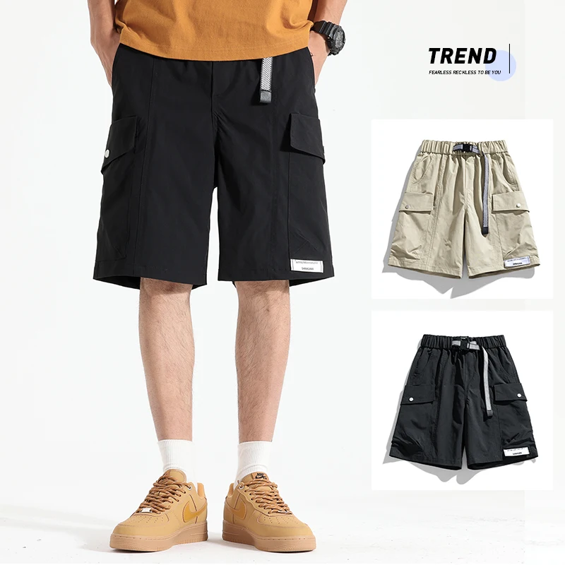 Novedad de verano, pantalones cortos de trabajo sueltos informales para hombre, diseño de bolsillo grande tridimensional de doble cara de estilo americano, duraderos y li