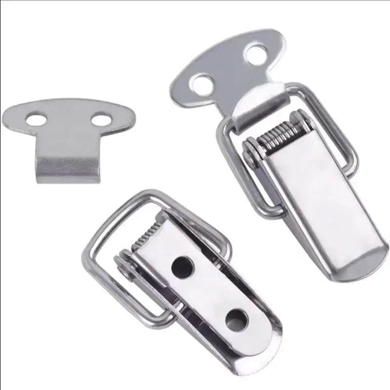 Mini Stainless Steel Cabinet Boxes Spring Loaded Latch Catch Toggle Clamp Hasp Lock For Chest Box Gift Suitcase Case Wholesale