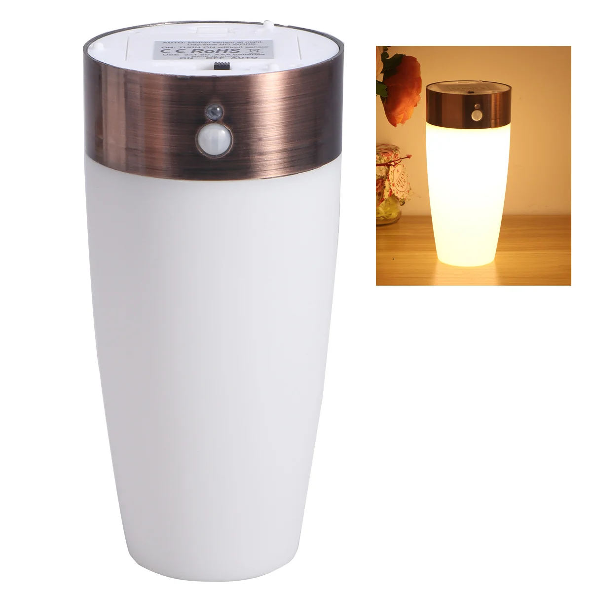Wireless Motion Sensor Lamp Operated Lightweight ABS No Wiring for Hallway Bathroom LED Night Light Human
