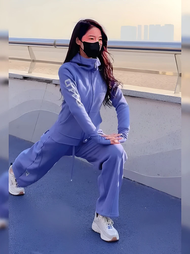 

Повседневный уличный костюм для бега, женский комплект, толстовка, джет, брюки, летний модный комплект одежды, большой размер, корейский сле