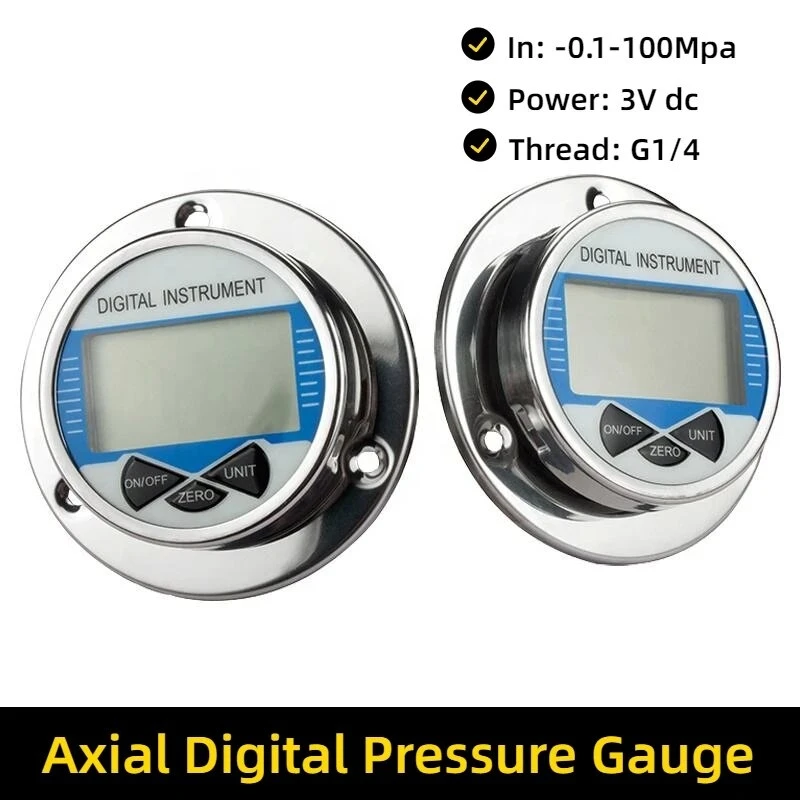 Axial G 1/4 Male Connector Oil Gas Water Pressure Gauge 4'' Manometer 0-1000bar Hydraulic Vacuum Digital Pressure Gauge