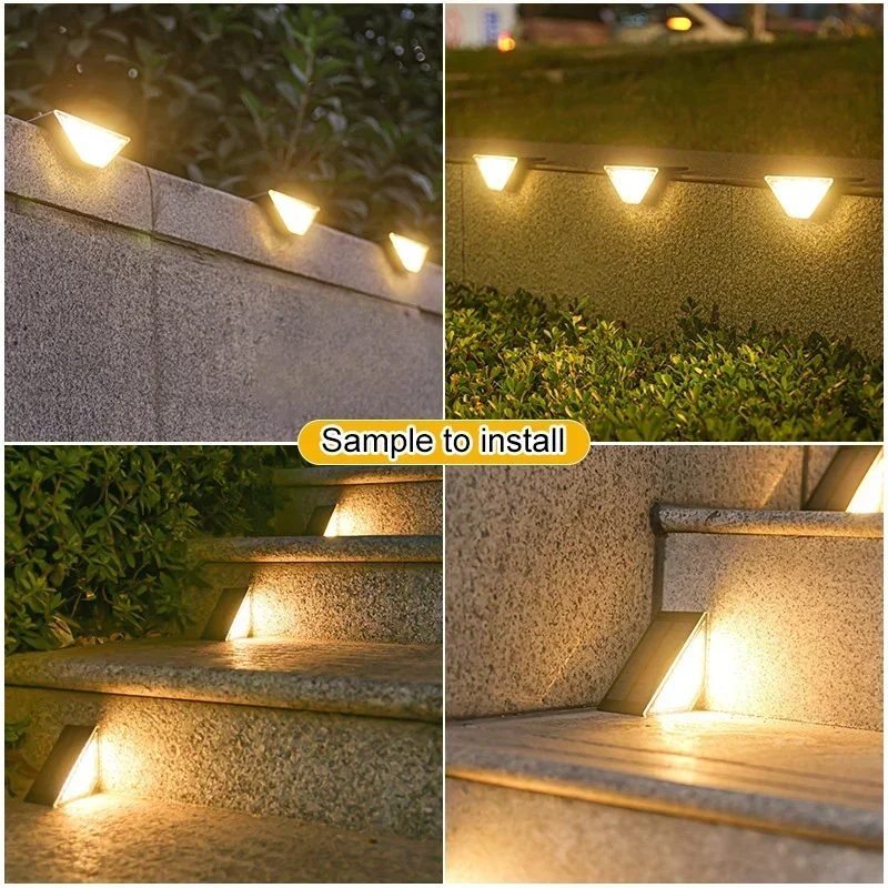 LED Step Lamp Stair Light Outdoor IP67 Waterproof Solar Light With Lens Anti-theft Design Decor Lighting For Garden Deck Path