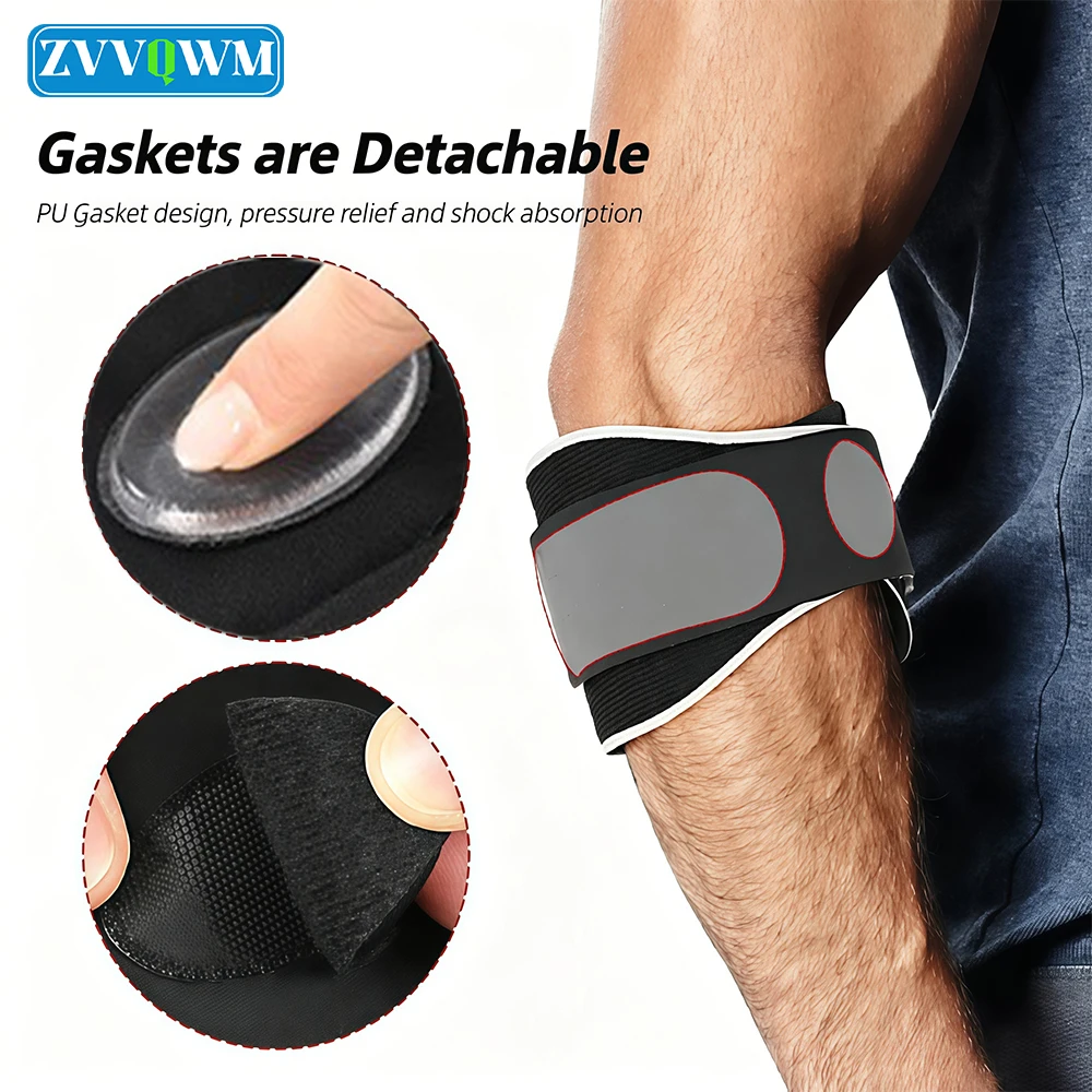 Tennis Elbow Brace - 1/2個入り調整可能な前腕圧迫サポートストラップ、衝撃吸収パッド付き、テニスゴルファー肘ブレース、バスケットボール、バドミントン、ジム用
