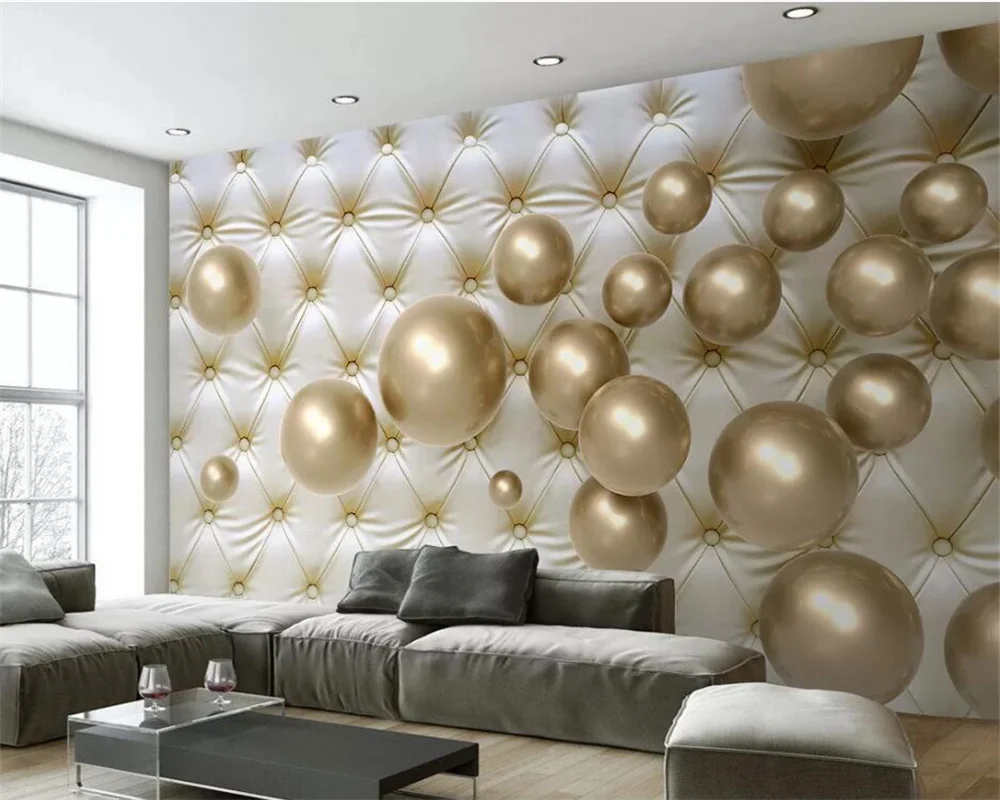 Custom wallpaper fashion 3d metal spherical soft bag modern TV background wall living room bedroom wallpaper 8d papel de parede