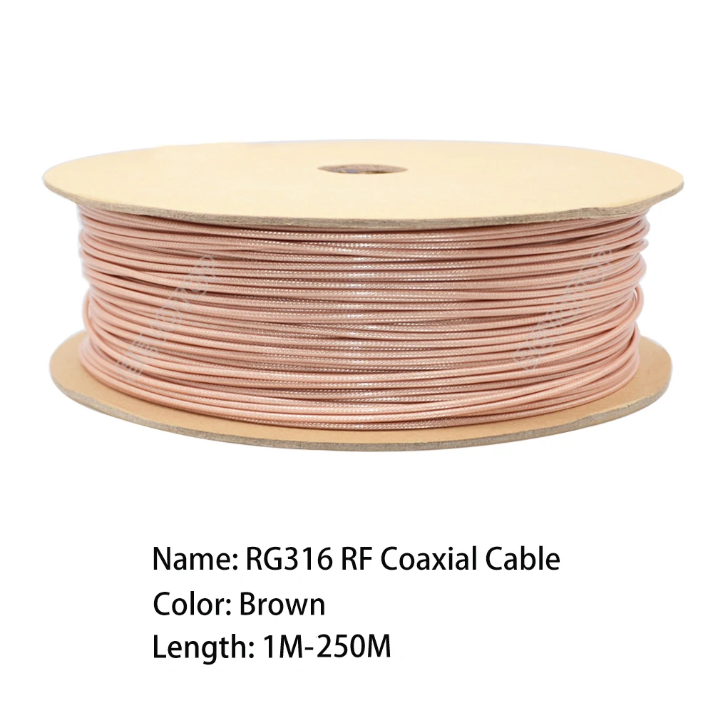 Blue/Brown RG316 RF Coaxial Coax Cable Wire 50 Ohm Low Loss Crimp Connector High Quality 1M-250M