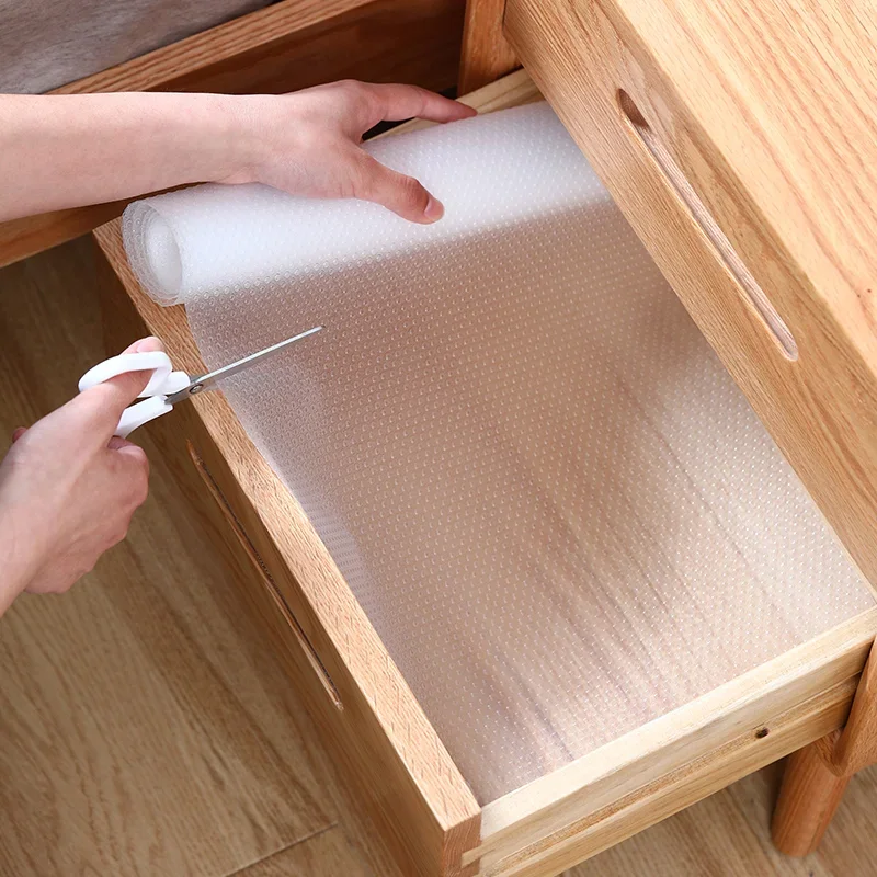 1pc 5m/196.85in Reusable Anti-slip Mat Drawer Shelf Liner Cabinets Mat Kitchen Organizer Pad on the Table Refrigerator Dishes view 5
