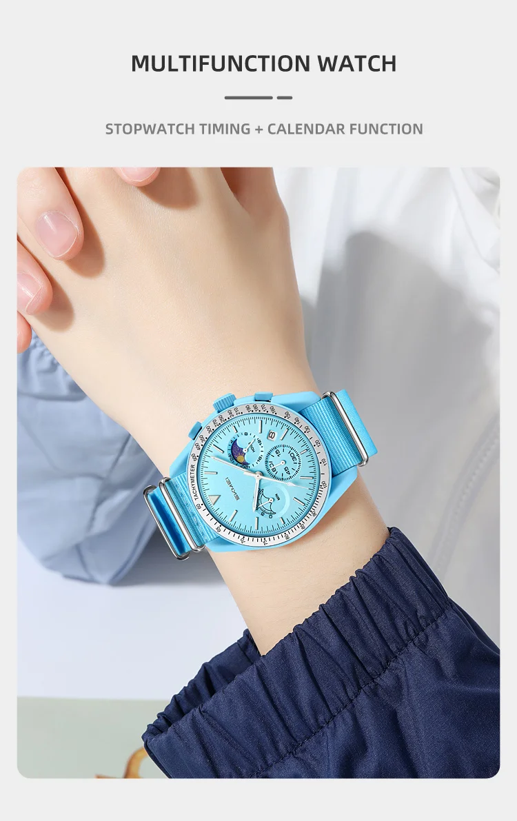 SKMEI 9392 Quarz Chronograph Uhren für Männer und Frauen mit Datum 30M Wasserdicht Sportuhr Modische Nylon-Armbanduhr Geschenke Reloj Mujer – Detail 3