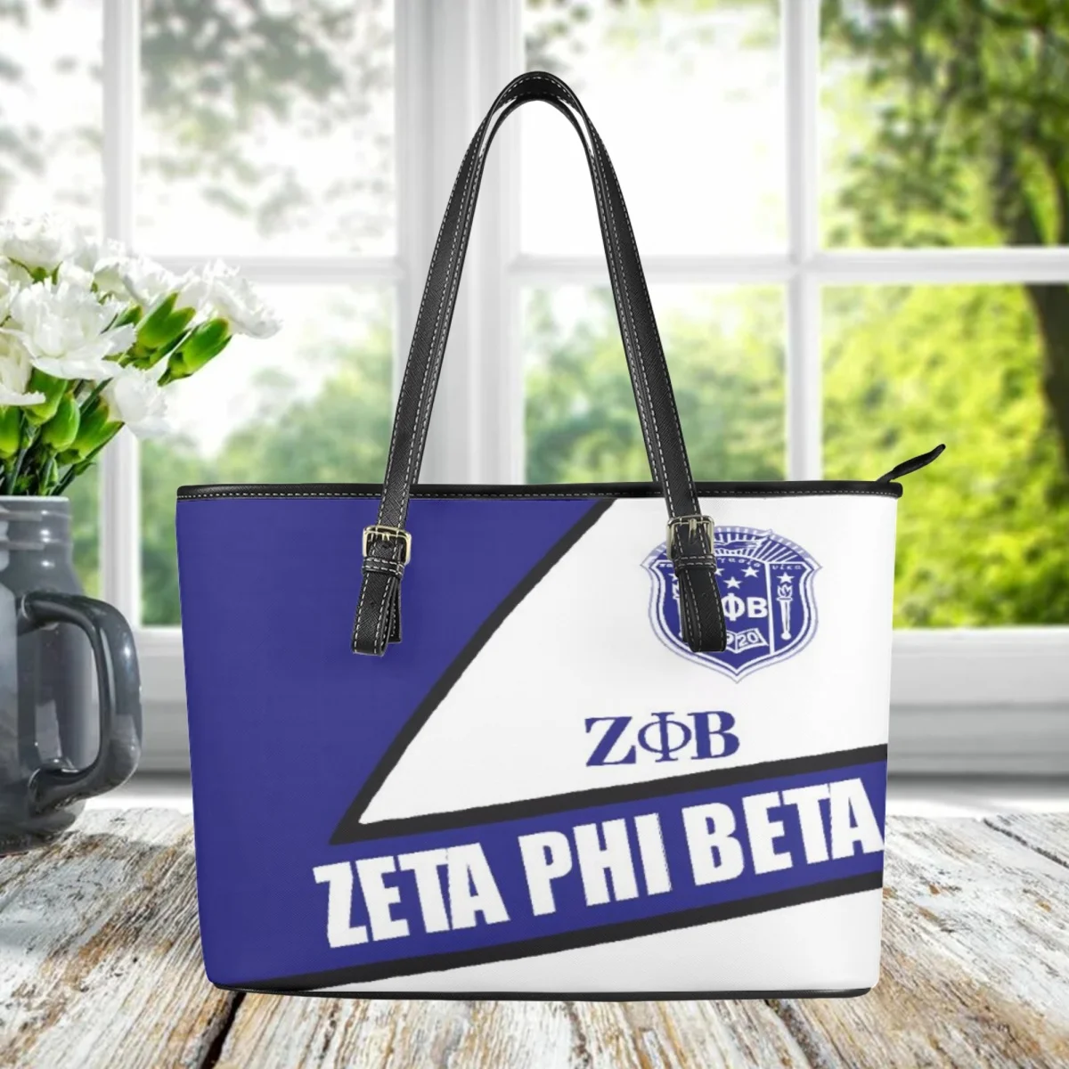 Zeta Phi Beta Top Handle PU Leather Messenger Bag Sorority Gift High Quality Large Capacity Shoulder Totes Female Cross Body Bag