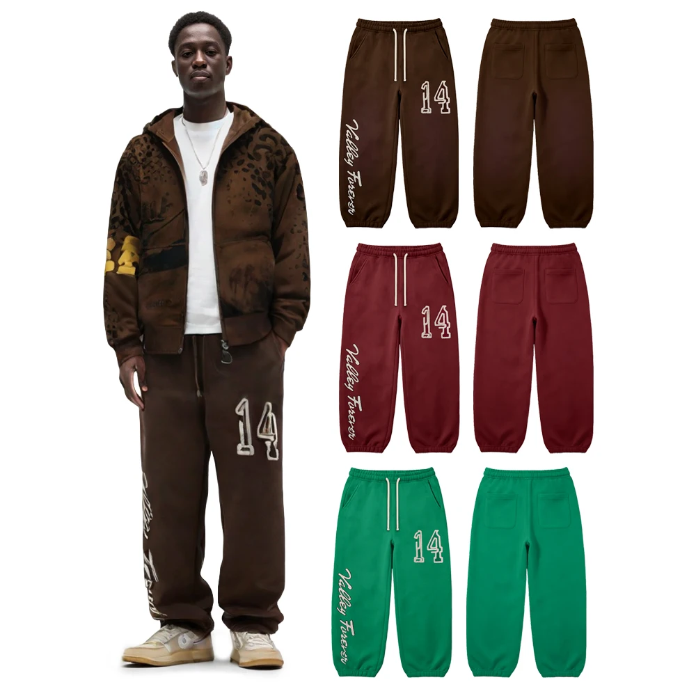 Y2k American Streetwear Sports Sweatpants Hip Hop Street Style Cotton Vintage Distressed Letter Embroidery Casual Long Pants Man