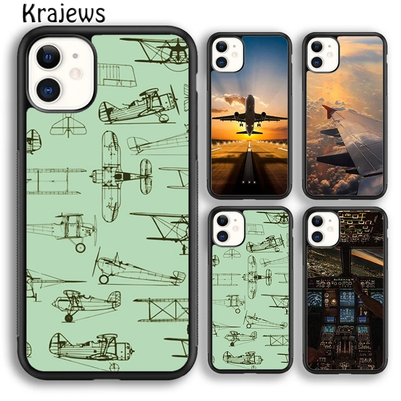 Krajews avião avião voar viagem nuvem caso de telefone para iphone 16 15 se2020 14 7 8 plus 11 12 13 pro max coque fundas