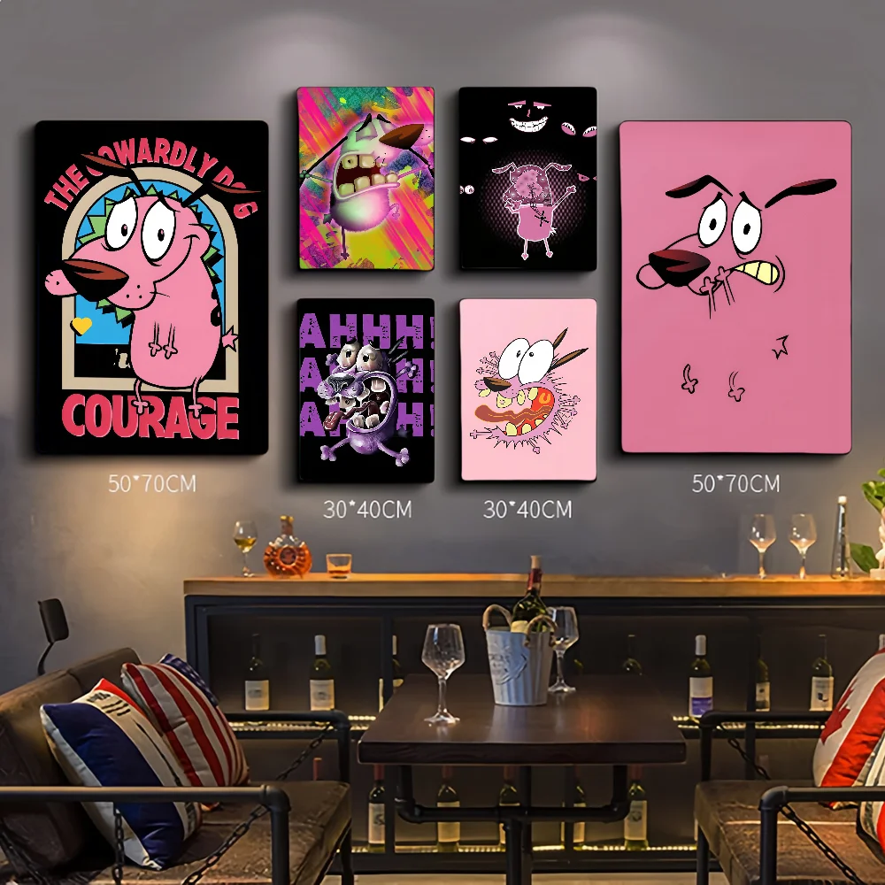 C-Courage The C-Cowardly Dog Self-adhesive Art Poster Decoracion Painting Wall Art White Kraft Paper Home Decor