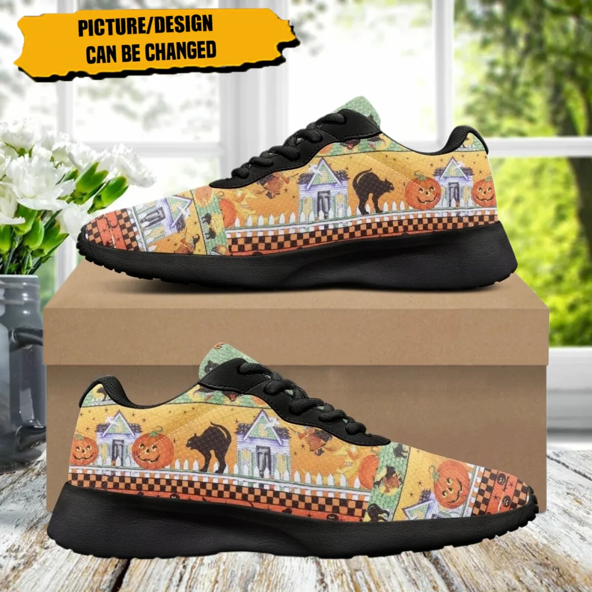 

Cartoon Cute Cat Pumpkin Print Women Jogging Shoes Cozy Soft Sneaker Durable Gym Teen Sneakers Print On Demand tenis masculino