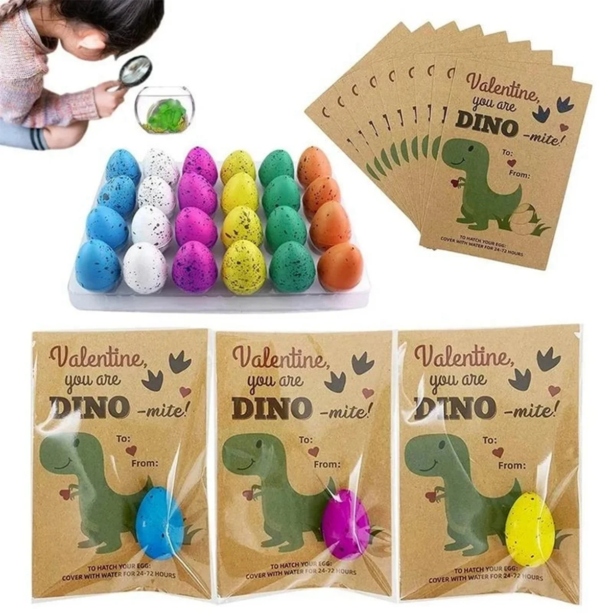 24Pc Mini Magic Hatching Growing Swell Dinosaur Eggs Treat Kids Birthday Guest Gifts Baby Shower Party Favors Boys Toy