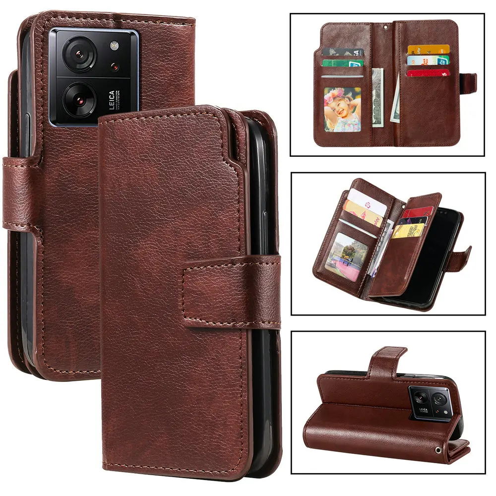 New Style For Xiaomi 13T Pro 5G Leather Flip Case Multi 9-Card Pocket Wallet Funda Xiaomi 13T Case Mi Phone 13 T 13TPro T13 Book