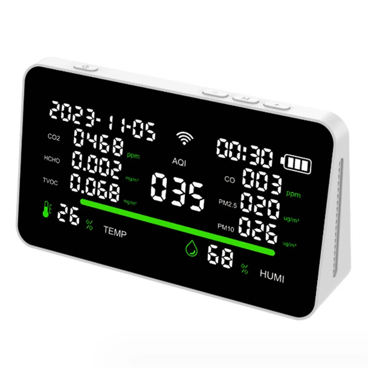 

11In1 Air Quality Monitor,Indoor CO2/VOC//PM2.5/Thermometer/Humidity Monitor,Portable Smart Carbon Monoxide Detectors