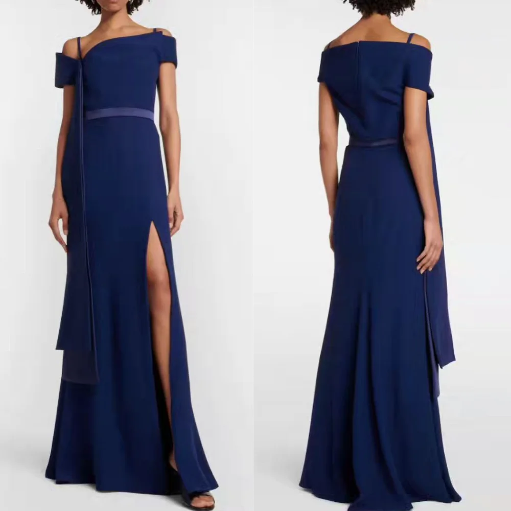 

Sizes Available Matching Jersey Pleat Ruched Straight Off-the-shoulder Long Dresses Homecoming Dresses Elegant Exquisite