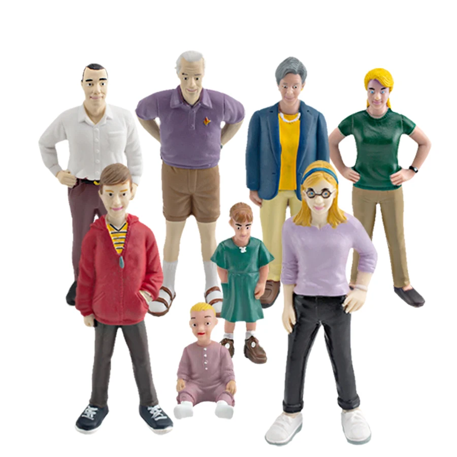 Nuovo modello di casa delle bambole simulazione figurine di persone famiglia Sandtable Playset Action Figures giocattolo adorabile educativo per il regalo dei bambini