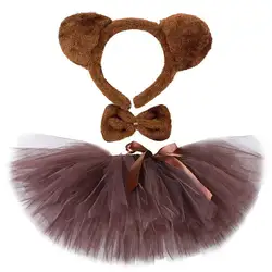 Brown Bear Tutu Skirt Outfit for Baby Girls Christmas Halloween Costumes Children Animal Skirts Girl Birthday Dance Tutus 0-14Y