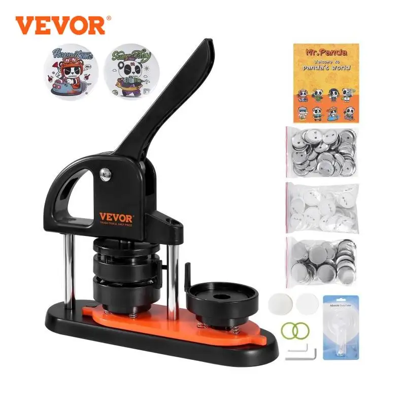 VEVOR Button Maker 25/32/58 Pin Maker with Button Parts Ergonomic Arc Handle Punch Press Kit Button Maker Machine