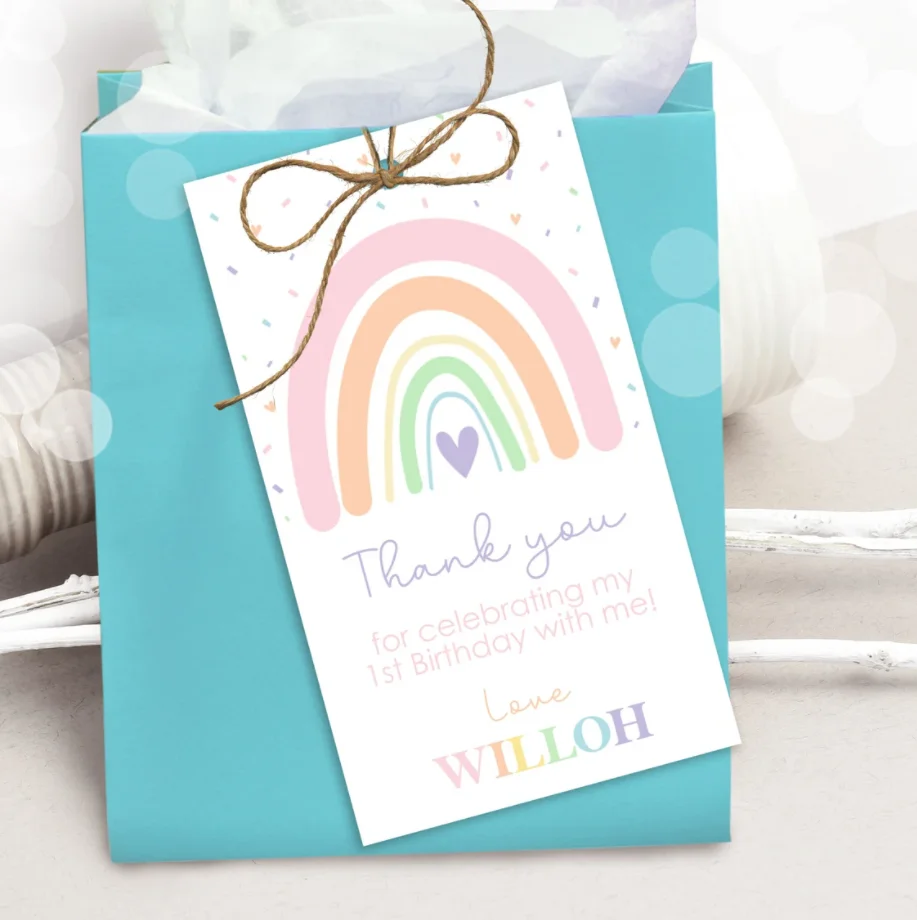 50pcs  Custom RAINBOW FAVOR tag Editable Rainbow Favor Tags Pastel Printable Modern Rainbow Favor Tags Rainbow Gift tags Boho Ra