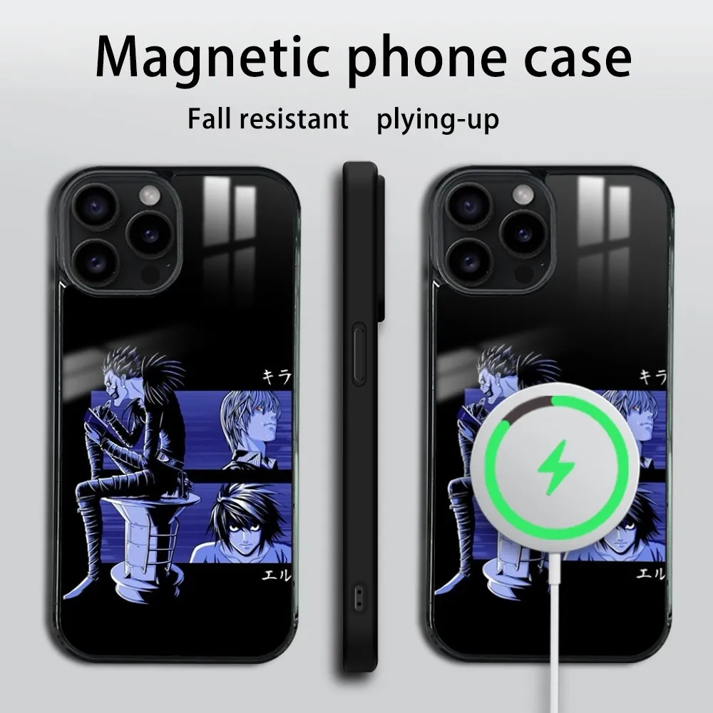 Anime Death Note Phone Case For iPhone 16 15 14 13 12 11 Pro Max Plus Mini Magsafe Mirror Wireless Magnetic Cover