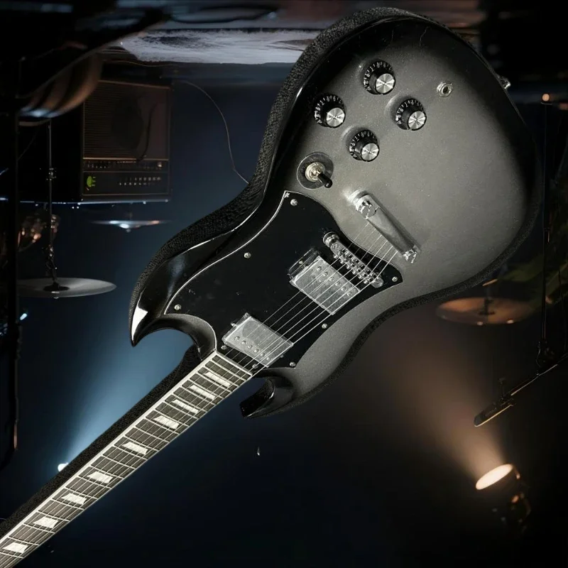 جيتار كهربائي ساخن 6 أوتار فضية SG Ra الماهوجني جسم خشب الورد لوحة أصابع HH التقاطات Tune-o-Matic Bridge HH لاقط #1