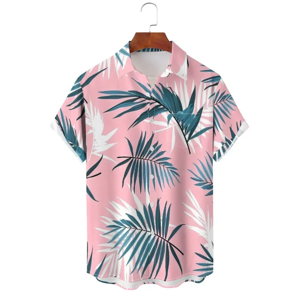 

2024 Men's Tropical Print Beach Vacation Set Plant Coconut Tree Short Sleeve Summer Hawaiian Shirts 4-Way Stretch Fabric