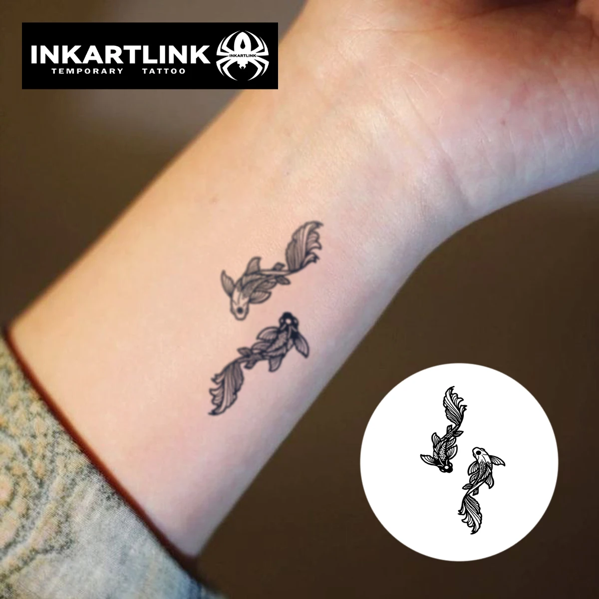 INKARTLINK الحوت الوشم التصحيح 1-2 أسابيع طويلة الأمد الحد الأدنى مقياس خط مقاوم للماء الوشم المؤقت المعصم الديكور 3 قطعة