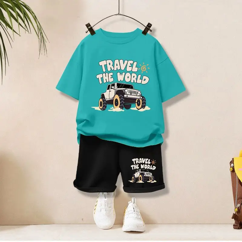 Summer Children Boy Clothes Letter Printed T-Shirts And Shorts 2 Pieces Set Baby Kid Girls Short Sleeve Top Bottom Outfits