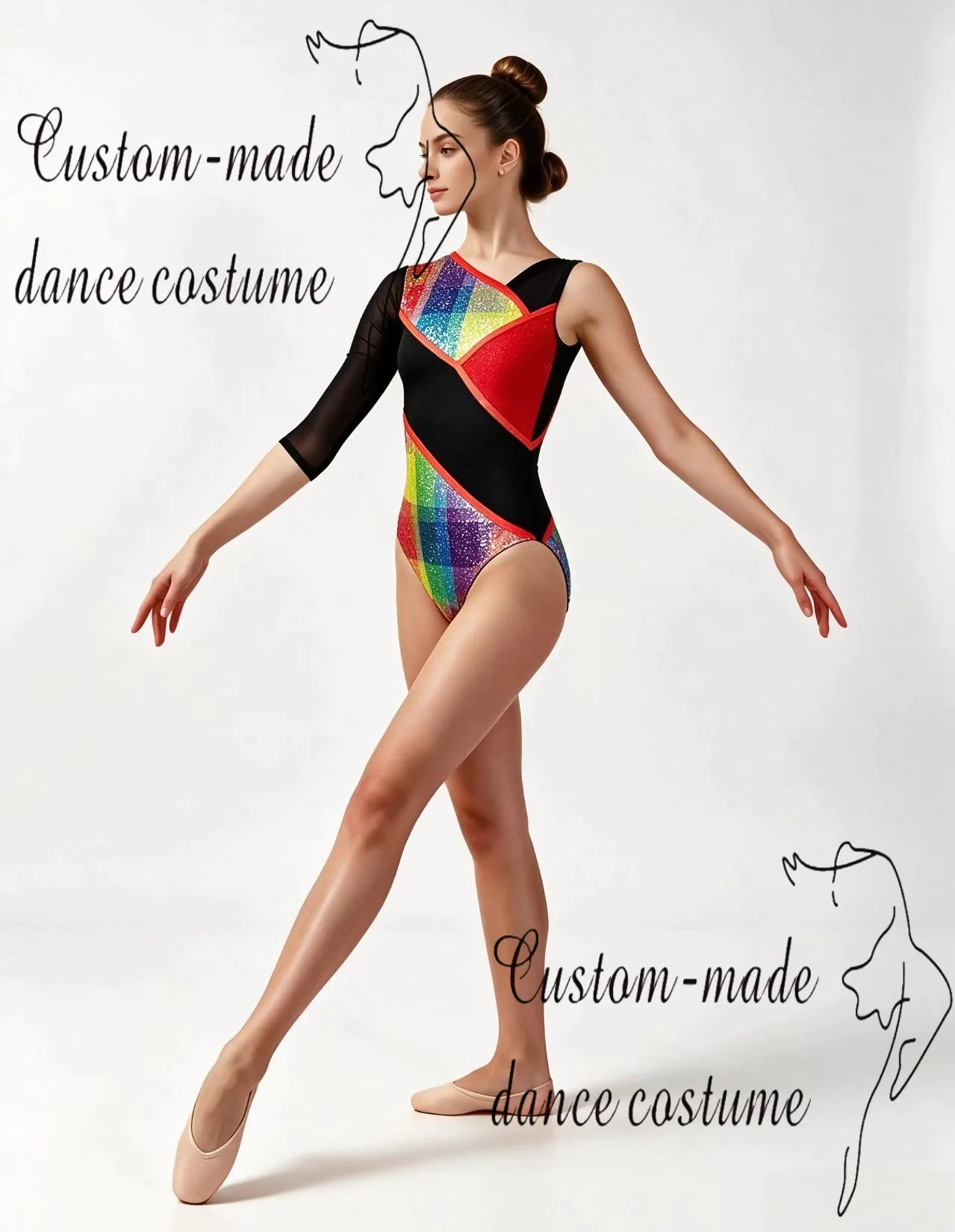 customized-color-checkered-printed-jazz-performance-costume