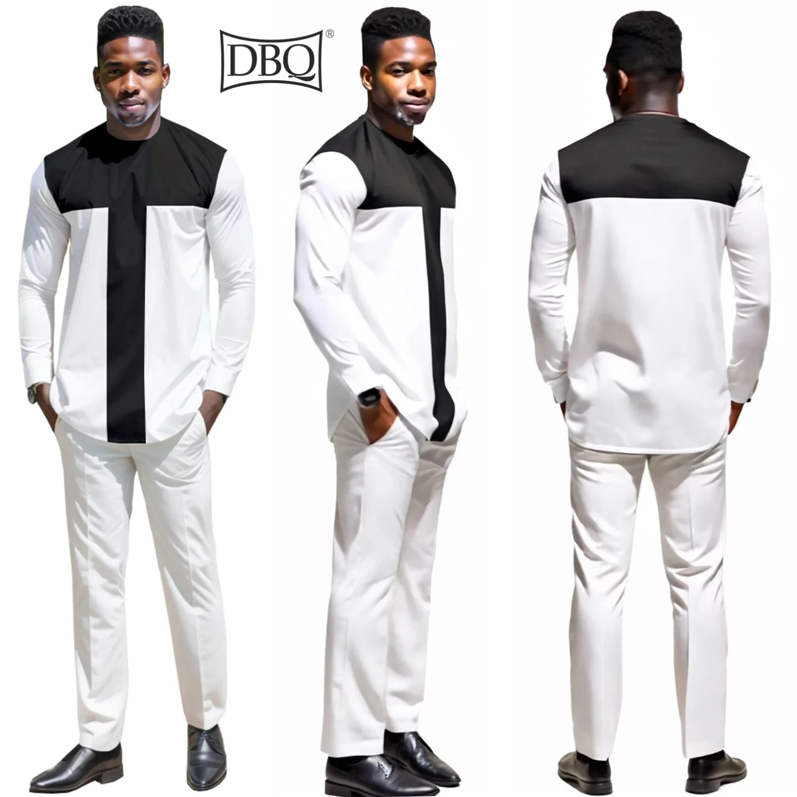 

DBQ African Men Traditional Clothing Long Sleeve Dashiki Shirt and Pant Two Piece Suit Tribal Outfits 41055